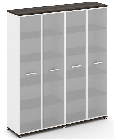 Шкаф две широкие секции, 5 ниш (4 фасада стекло белое матовое в раме, 5 ниш) CN.STS-528 RM B/W