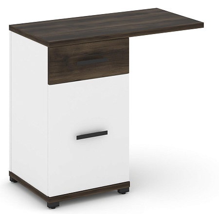 Тумба приставная узкая 1 ящик + 1 распашной фасад со свесом. CN.TUS-003 B/W