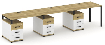 Рабочая станция на 3 места с тремя опорными тумбами CN.ORS-342 B/W