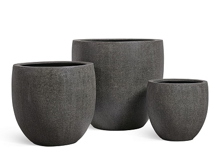 Кашпо TREEZ Effectory Stone Большой округлый конус Тёмно-серый камень д-90 см, в-86 см