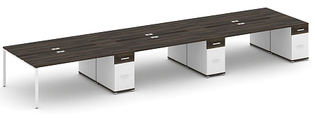 Рабочая станция на 6 мест с четыремя опорными тумбами CN.DRS-464 B/W