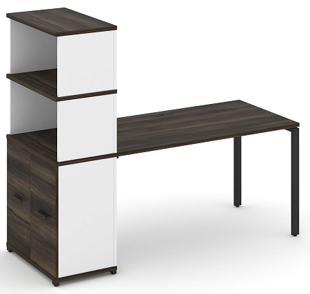 Стол рабочий с опорным распашным шкафом с надставкой высокой CN.SP-231 B/W