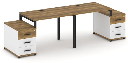 Рабочая станция на 2 места с двумя опорными тумбами CN.ORS-317 B/W