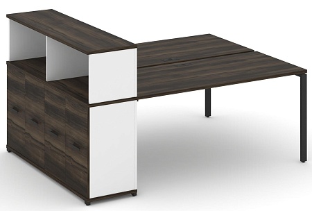 Рабочая станция с опорным распашным шкафом с надставкой низкой CN.DRS-228 B/W