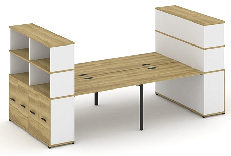 Рабочая станция с опорными распашными шкафоми с надставкой высокой CN.DRS-274 B/W