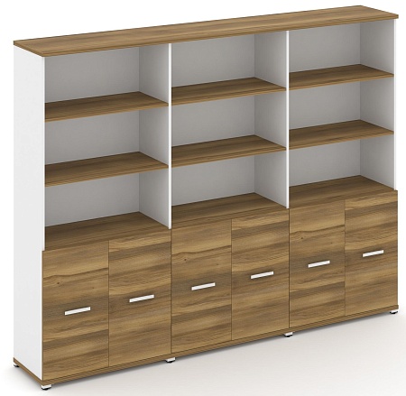 Шкаф три широкие секции, 5 ниш (6 фасадов ЛДСП, 2 ниши) CN.STS-531 B/W