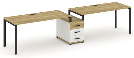 Рабочая станция на 2 места с одной опорной тумбой CN.ORS-304 B/W