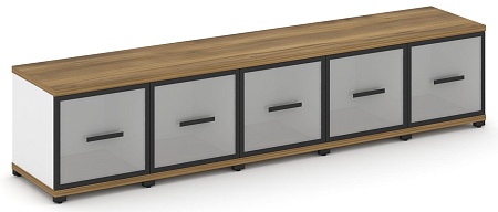 Шкаф пять узких секций, 1 ниша (5 фасадов стекло белое матовое в раме, 1 ниша) CN.STU-153 RM B/W