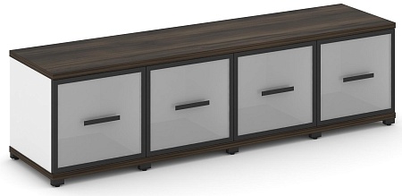 Шкаф пять узких секций, 1 ниша (4 фасада стекло белое матовое в раме, 1 ниша) CN.STU-143 RM B/W