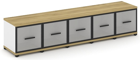 Шкаф пять узких секций, 1 ниша (5 фасадов стекло белое матовое в раме, 1 ниша) CN.STU-153 RM B/W