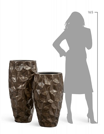 Кашпо TREEZ Effectory Metal Высокий округлый конус Design Crumple Чернёная бронза д-42, в-90 см 1/1