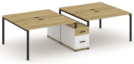 Рабочая станция на 4 места с двухсторонней опорной тумбой CN.DRS-315 B/W