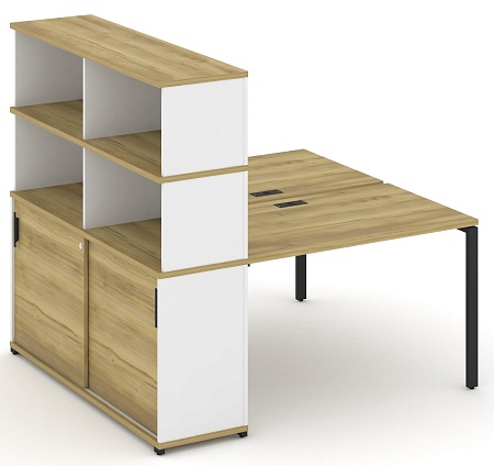 Рабочая станция с опорным шкафом купе с надставкой высокой CN.DRS-242 B/W