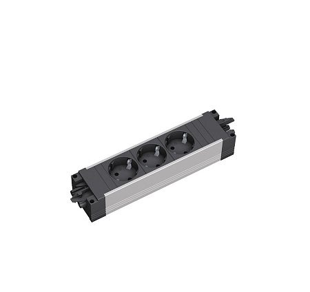 STEP блок розеток 3xSchuko ЧЕРНЫЙ-АЛЮМ 336.039