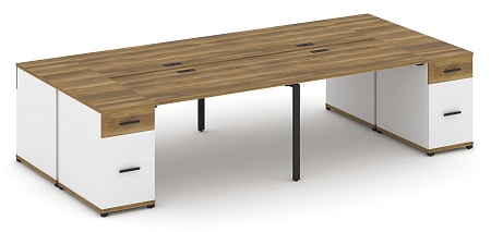 Рабочая станция на 4 места с двумя опорными тумбами CN.DRS-430 B/W