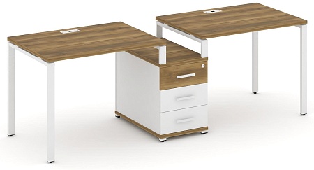 Рабочая станция на 2 места с одной опорной тумбой CN.ORS-301 B/W