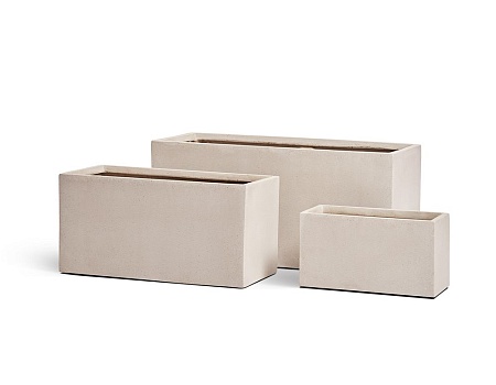 Кашпо TREEZ Effectory Beton Низкий прямоугольник Белый песок д-100, ш-44, в-45 см