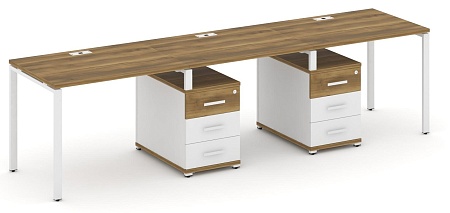 Рабочая станция на 3 места с двумя опорными тумбами CN.ORS-333 B/W