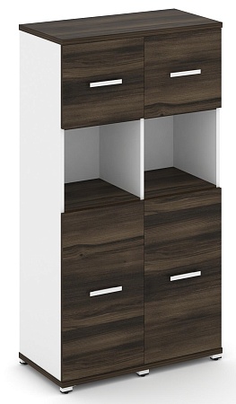 Шкаф две узкие секции, 4 ниши (2 фасада ЛДСП, 2 ниши + фасад ЛДСП, 1 ниша) CN.STU-425  B/W