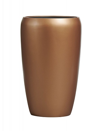 Кашпо TREEZ Effectory Metal Высокий округлый конус Лаковое матовое тёмное золото в-68 см, д-43 см