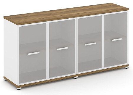 Шкаф две широкие секции, 2 нишии (4 фасада стекло белое матовое в раме, 2 ниши) CN.STS-223 RM B/W