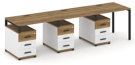 Рабочая станция на 3 места с тремя опорными тумбами CN.ORS-341 B/W