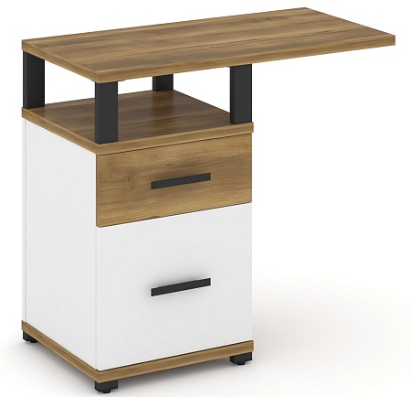 Тумба приставная узкая 1 ящик + 1 распашной фасад. С надставкой широкой. CN.TUS-004 B/W