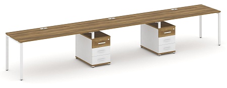 Рабочая станция на 3 места с двумя опорными тумбами CN.ORS-336 B/W