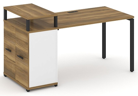 Стол рабочий с опорным распашным шкафом с верхним горизонтом CN.SP-222 B/W
