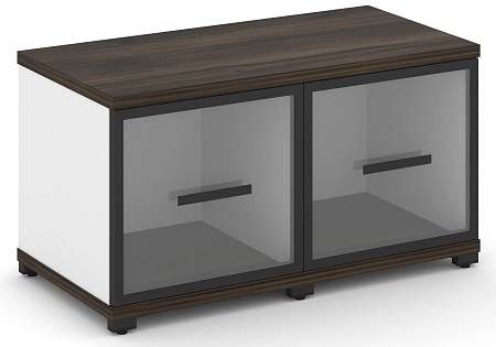 Шкаф две узкие секции, 1 ниша (2 фасада стекло прозрачное в раме, 1 ниша) CN.STU-123 RP B/W