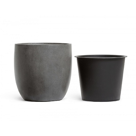 Кашпо TREEZ Effectory Beton Округлый конус Тёмно-серый бетон в-48 см, д-49 см