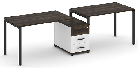 Рабочая станция на 2 места с одной опорной тумбой CN.ORS-302 B/W