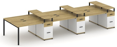 Рабочая станция на 6 мест с шестью опорными тумбами CN.DRS-478 B/W