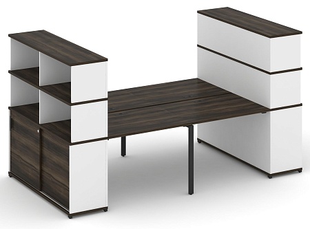 Рабочая станция с опорными шкафами купе с надставкой высокой CN.DRS-285 B/W