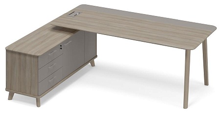 Стол на опорной тумбе комбинированный левый (тип 1) WOOD ТМ В2 103