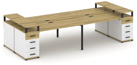 Рабочая станция на 6 мест с шестью опорными тумбами CN.DRS-443 B/W