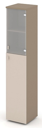 Шкаф высокий узкий правый (1 средний фасад ЛДСП + 1 низкий фасад стекло сатин матовый) ES.SU-1.7(R)