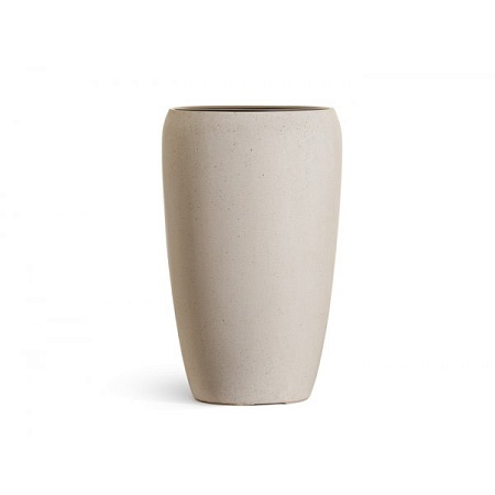 Кашпо TREEZ Effectory Beton Высокий округлый конус Белый песок в-68 см, д-43 см