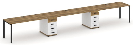 Рабочая станция на 3 места с двумя опорными тумбами CN.ORS-436 B/W