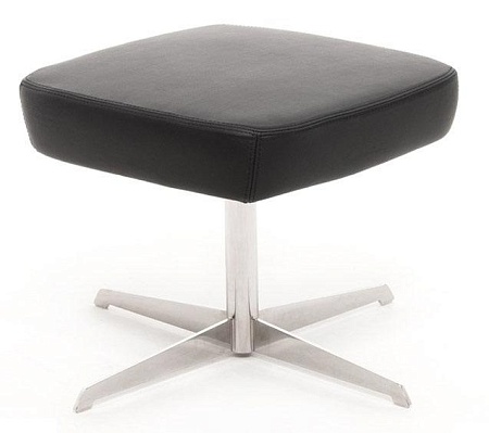 VENTO Пуф кожа ЧЕРНЫЙ/ХРОМ ELEGANCE Pouf R8 Dakota black