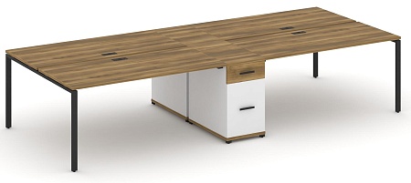 Рабочая станция на 4 места с двумя опорными тумбами CN.DRS-424 B/W