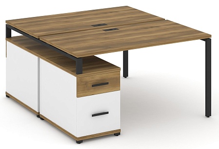 Рабочая станция на 2 места с двухсторонней опорной тумбой CN.DRS-307 B/W