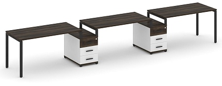 Рабочая станция на 3 места с двумя опорными тумбами CN.ORS-327 B/W