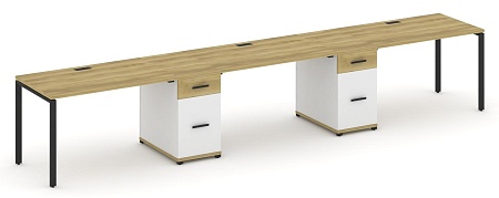 Рабочая станция на 3 места с двумя опорными тумбами CN.ORS-438 B/W