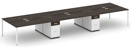 Рабочая станция на 6 мест с четыремя опорными тумбами CN.DRS-456 B/W