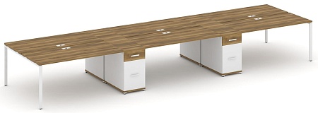 Рабочая станция на 6 мест с четыремя опорными тумбами CN.DRS-456 B/W
