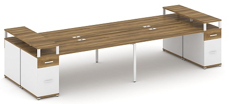 Рабочая станция на 6 мест с шестью опорными тумбами CN.DRS-448 B/W