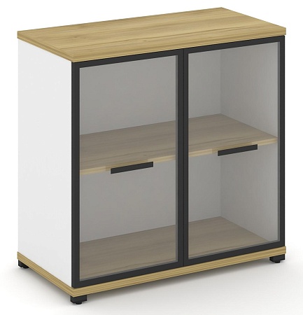 Шкаф две широкие секции, 2 ниши (2 фасада стекло прозрачное в раме, 2 ниши) CN.STS-213 RP B/W