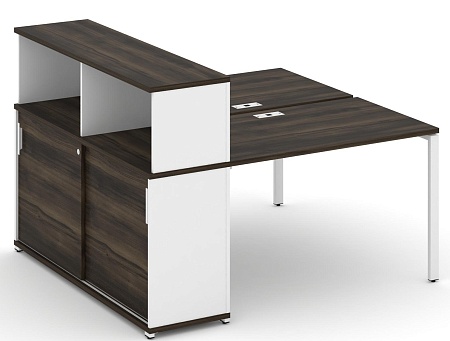 Рабочая станция с опорным шкафом купе с надставкой низкой CN.DRS-238 B/W
