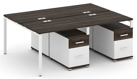 Рабочая станция на 4 места с двумя двухсторонними опорными тумбами CN.DRS-321 B/W